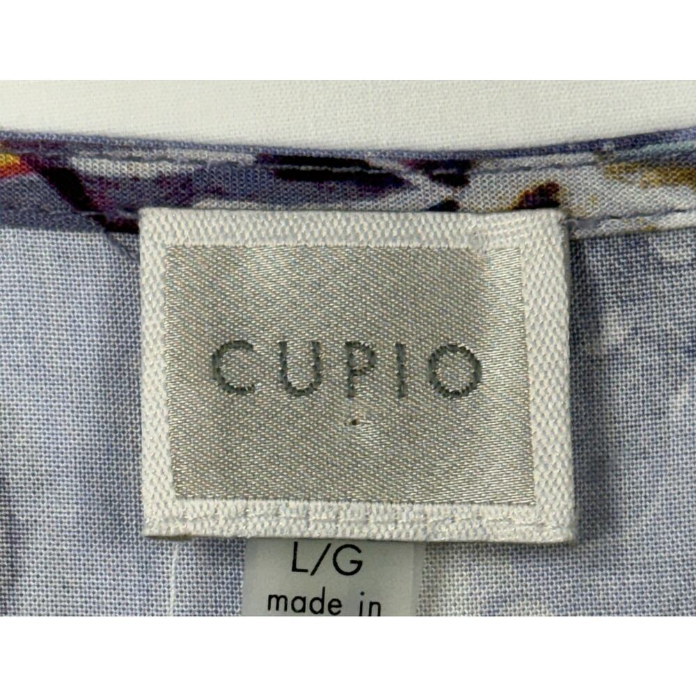Cupio floral tunic V-neckline tiered ruffle sleeves Sz L - Picture 2 of 12